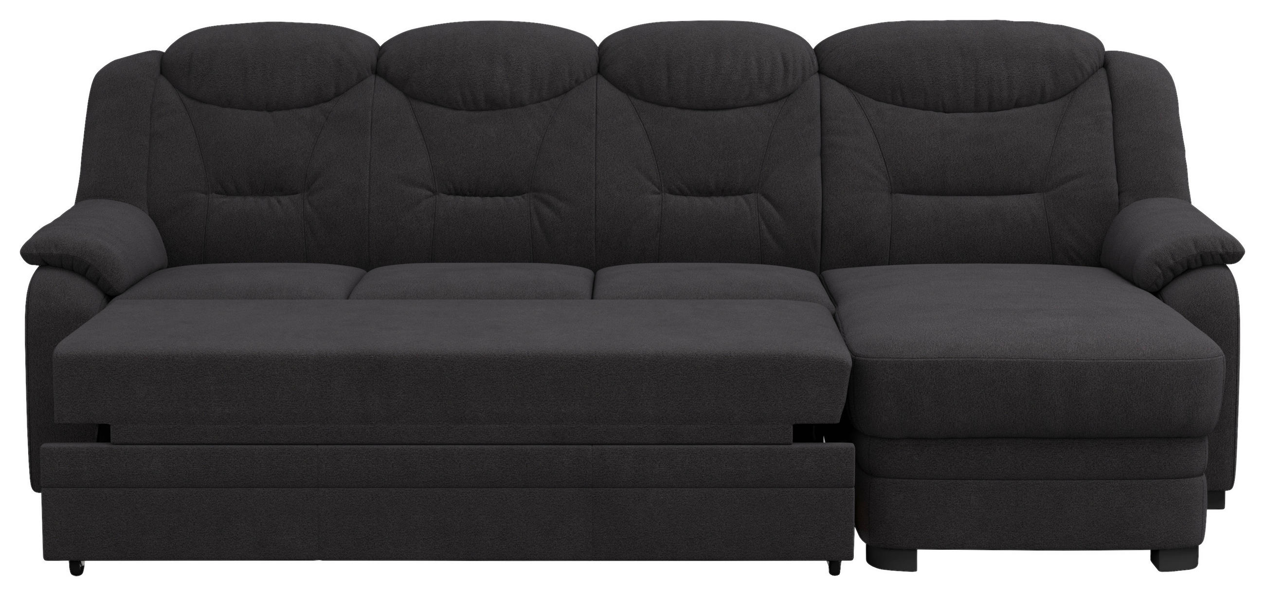 ECKSOFA in Chenille Schwarz  257/162 cm  - Schwarz, Basics, Kunststoff/Textil (257/162cm) - MID.YOU