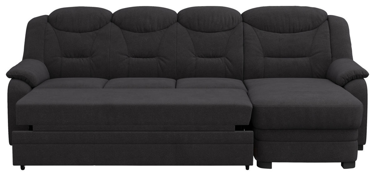 ECKSOFA in Chenille Schwarz  257/162 cm  - Schwarz, Basics, Kunststoff/Textil (257/162cm) - MID.YOU