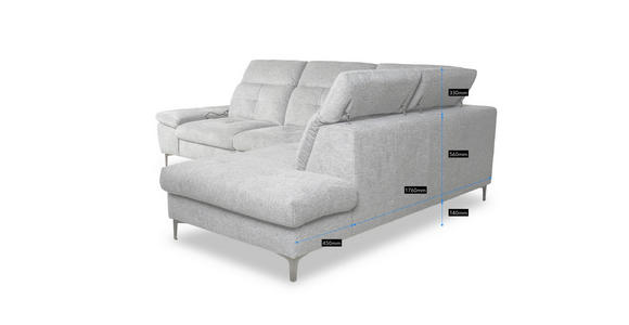 ECKSOFA Blau Webstoff  - Blau/Schwarz, KONVENTIONELL, Textil/Metall (225/288cm) - Carryhome