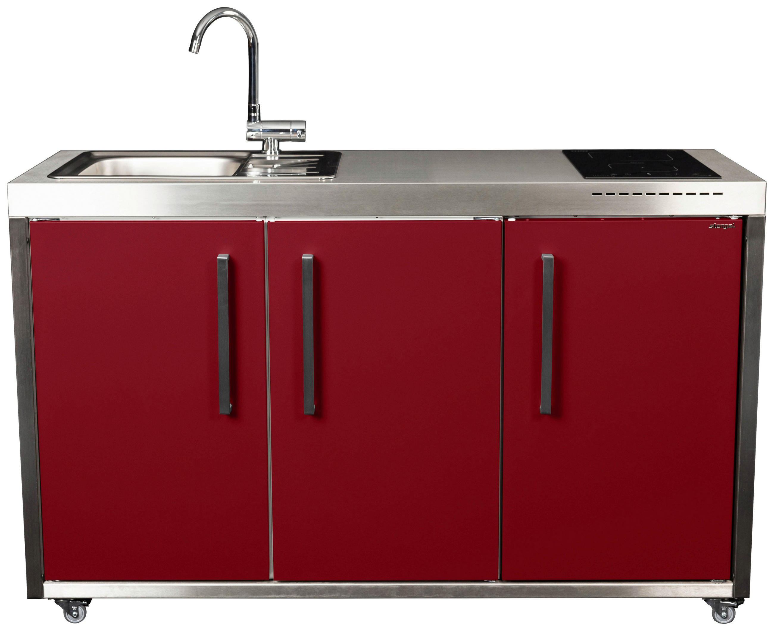 OUTDOORKÜCHE  - Edelstahlfarben/Bordeaux, Basics, Metall (157/98/62cm)