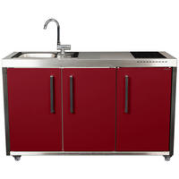 OUTDOORKÜCHE  - Edelstahlfarben/Bordeaux, Basics, Metall (157/98/62cm)