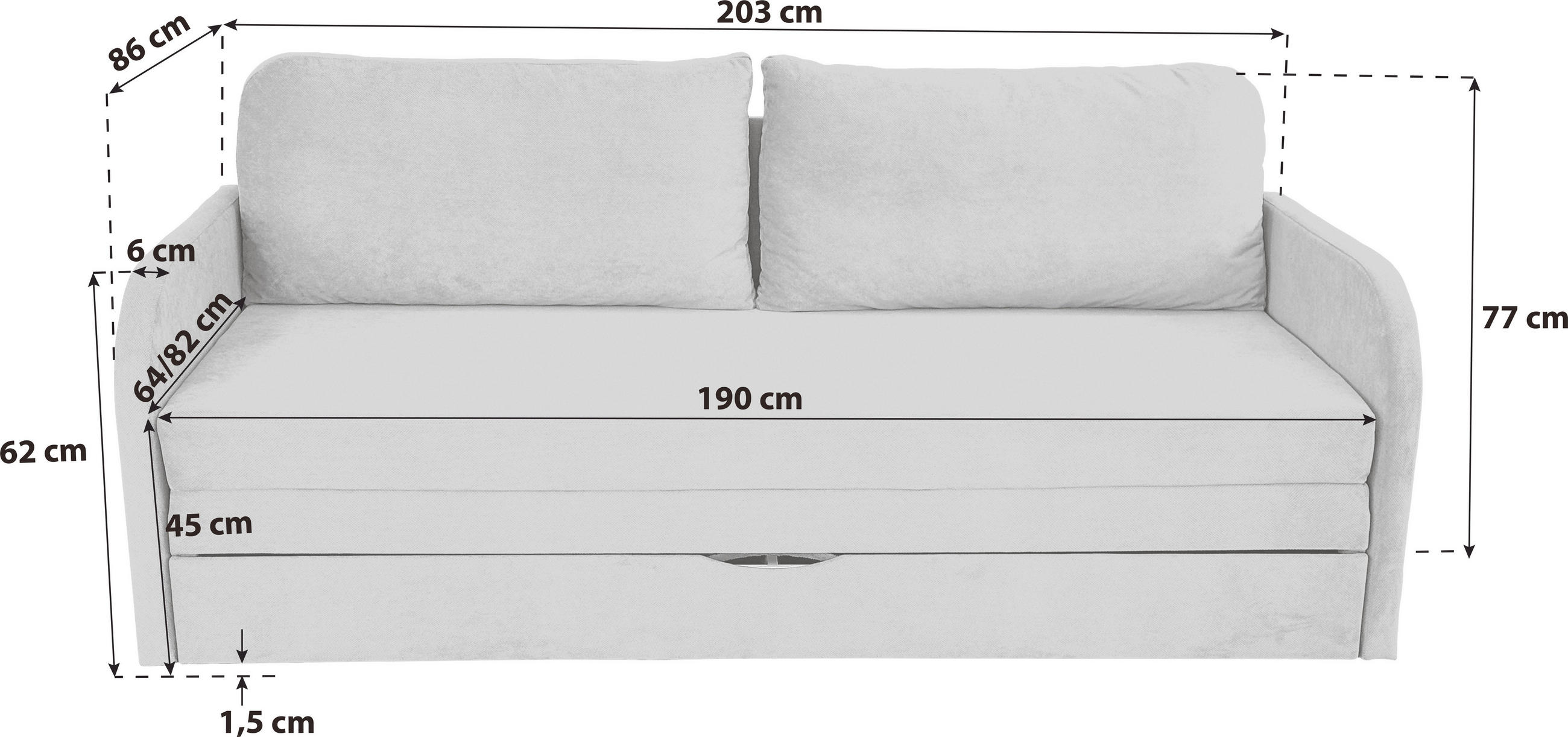 SCHLAFSOFA in Flachgewebe Olivgrün  - Schwarz/Olivgrün, Design, Kunststoff/Textil (203/77/86cm) - MID.YOU