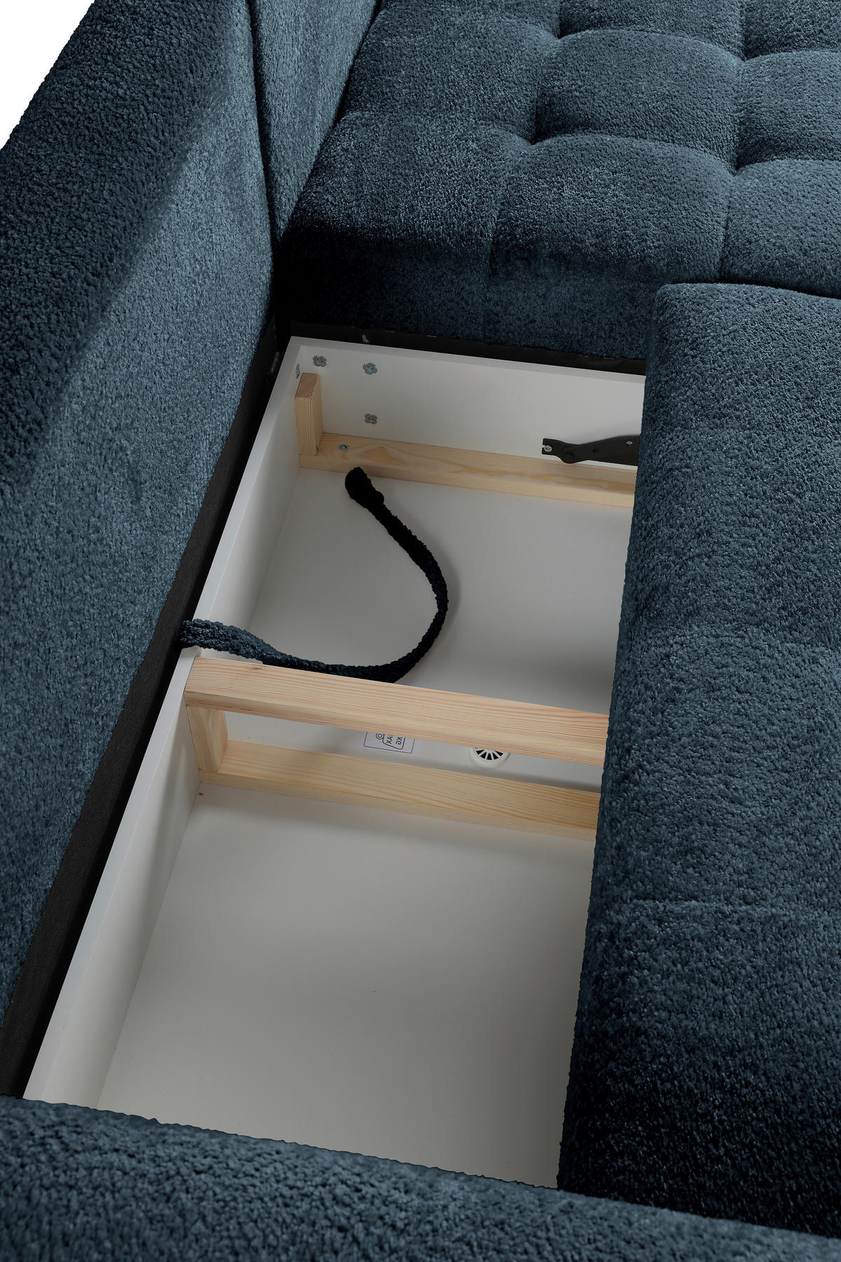 ECKSOFA in Chenille Blau  - Blau/Schwarz, Konventionell, Holz/Textil (266/180cm) - MID.YOU