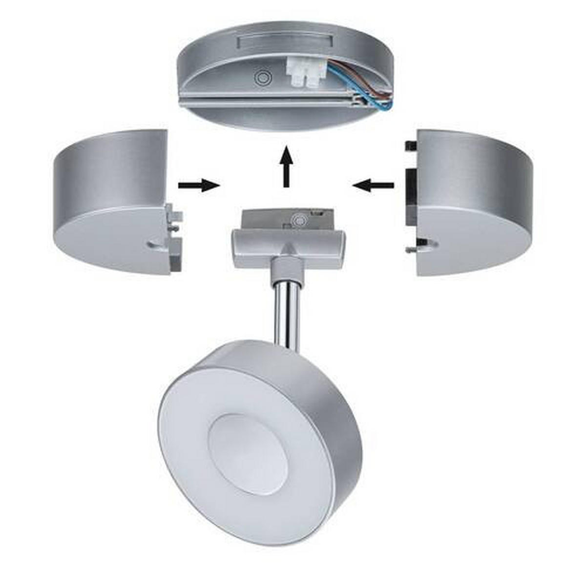 SCHIENENSYSTEM-STRAHLER - Chromfarben, Basics, Kunststoff (10/3,55cm) - Paulmann