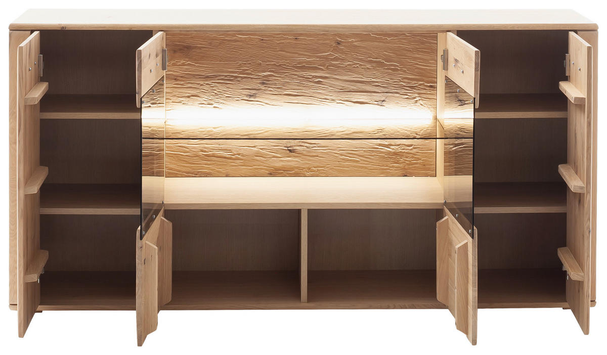 SIDEBOARD Eichefarben  179/90/44 cm  - Eichefarben/Anthrazit, Konventionell, Glas/Holz (179/90/44cm) - Cantus
