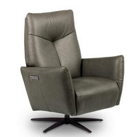 RELAXSESSEL Leder Grau  - Schwarz/Grau, Design, Leder/Metall (76/107/88cm) - Livetastic
