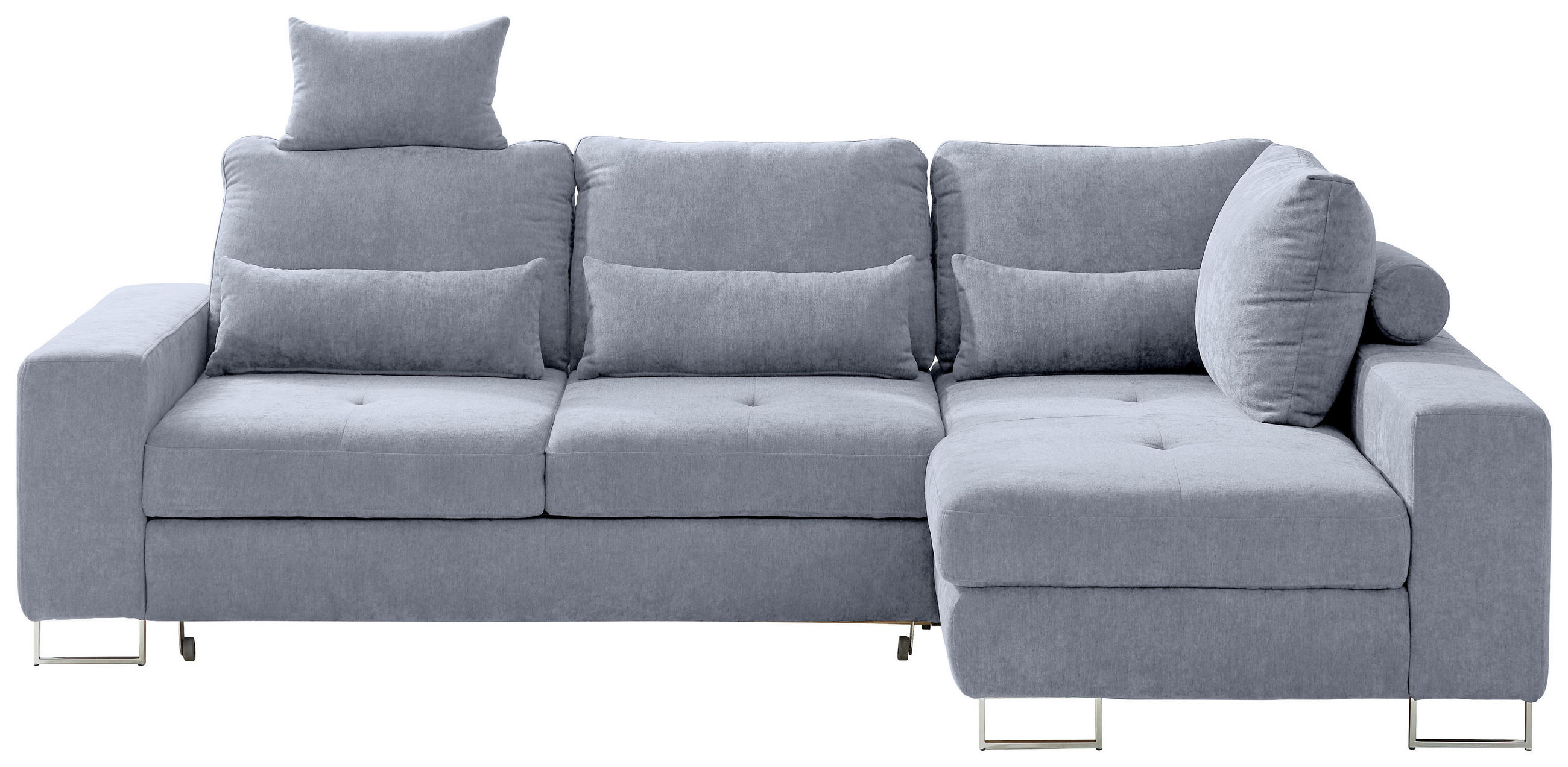 ECKSOFA Grau Flachgewebe  - Grau, Design, Textil/Metall (260/188cm) - Hom`in