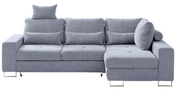 ECKSOFA in Flachgewebe Grau  - Grau, Design, Textil/Metall (260/188cm) - Hom`in