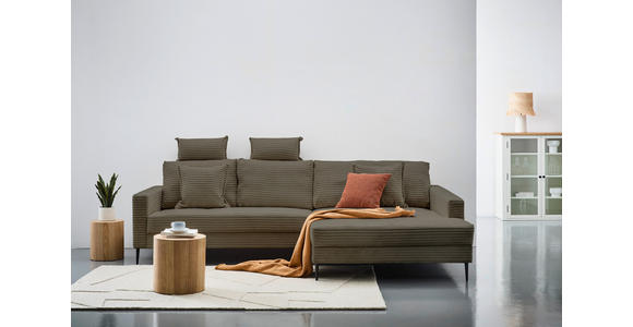 ECKSOFA Braun Cord - Schwarz/Braun, KONVENTIONELL, Textil/Metall (276/173cm) - Carryhome