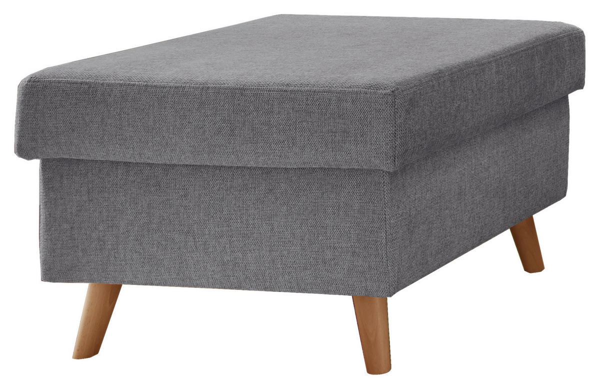 HOCKER Textil Dunkelgrau  - Dunkelgrau/Naturfarben, Design, Holz/Textil (61/43/61cm) - P & B