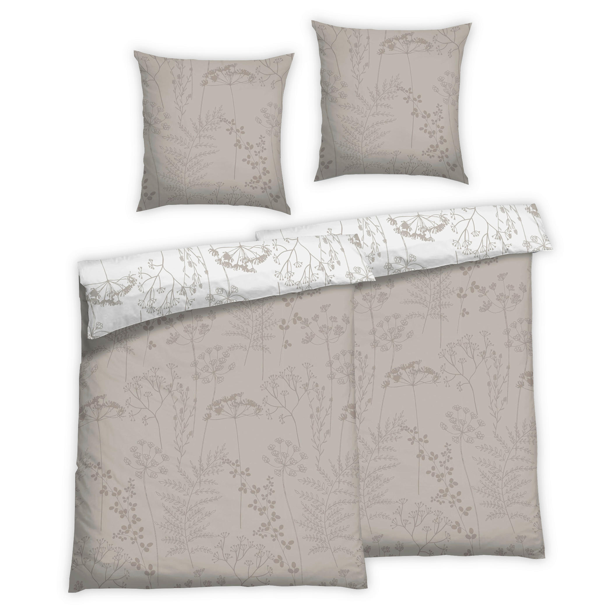 Bettwäsche 2er Set 4-teilig Flanell 135/200 cm  - Beige, Design, Textil (135/200cm) - Florella