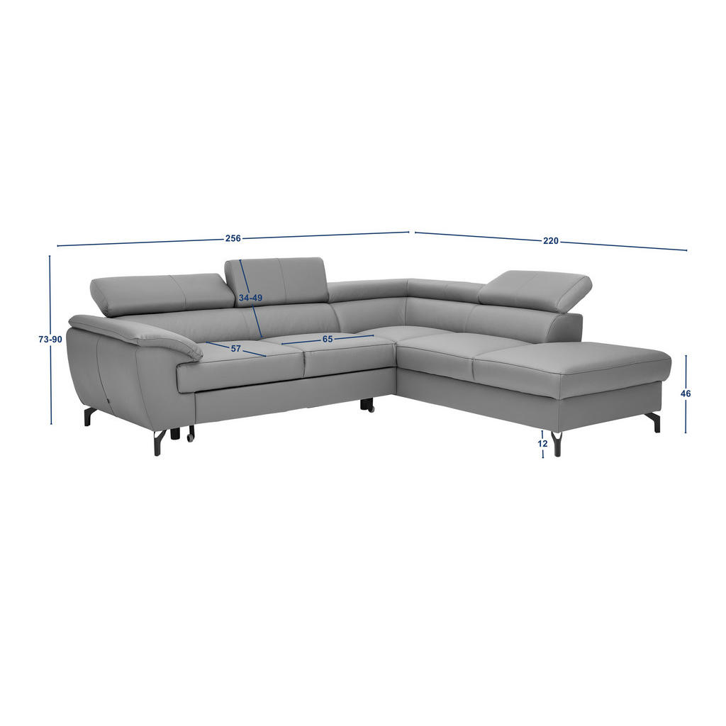 Thumbnail - Celina Home Ecksofa, Schlamm, Textil, Leder, Kombination Echtleder/Lederlook, Rindleder, 5-Sitzer, Ottomane links, L-For...