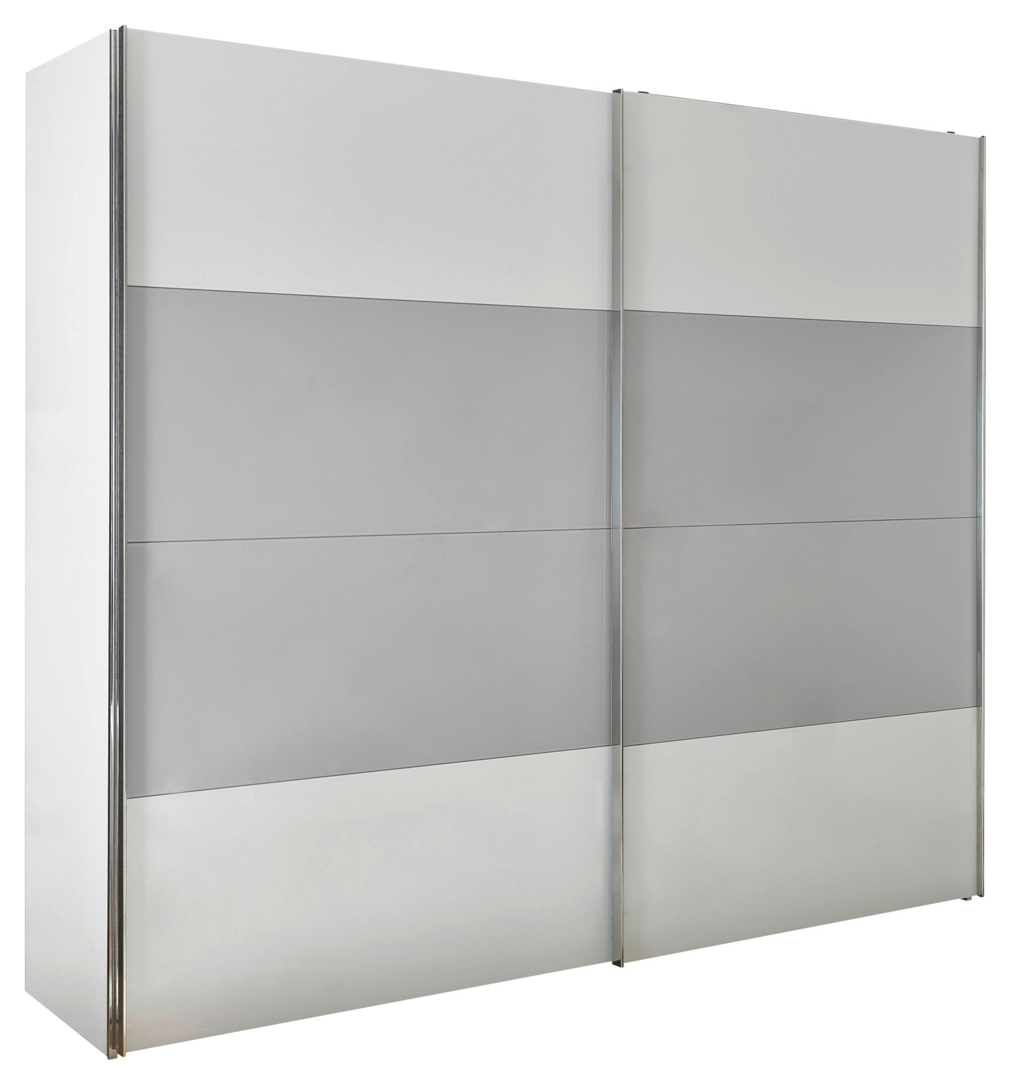 OMARA Z DRSNIMI VRATI, siva, bela  - barve kroma/siva, Moderno, kovina/leseni material (250/216/68cm) - MID.YOU