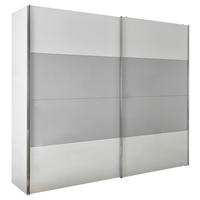 OMARA Z DRSNIMI VRATI, siva, bela  - barve kroma/siva, Moderno, kovina/leseni material (250/216/68cm) - MID.YOU