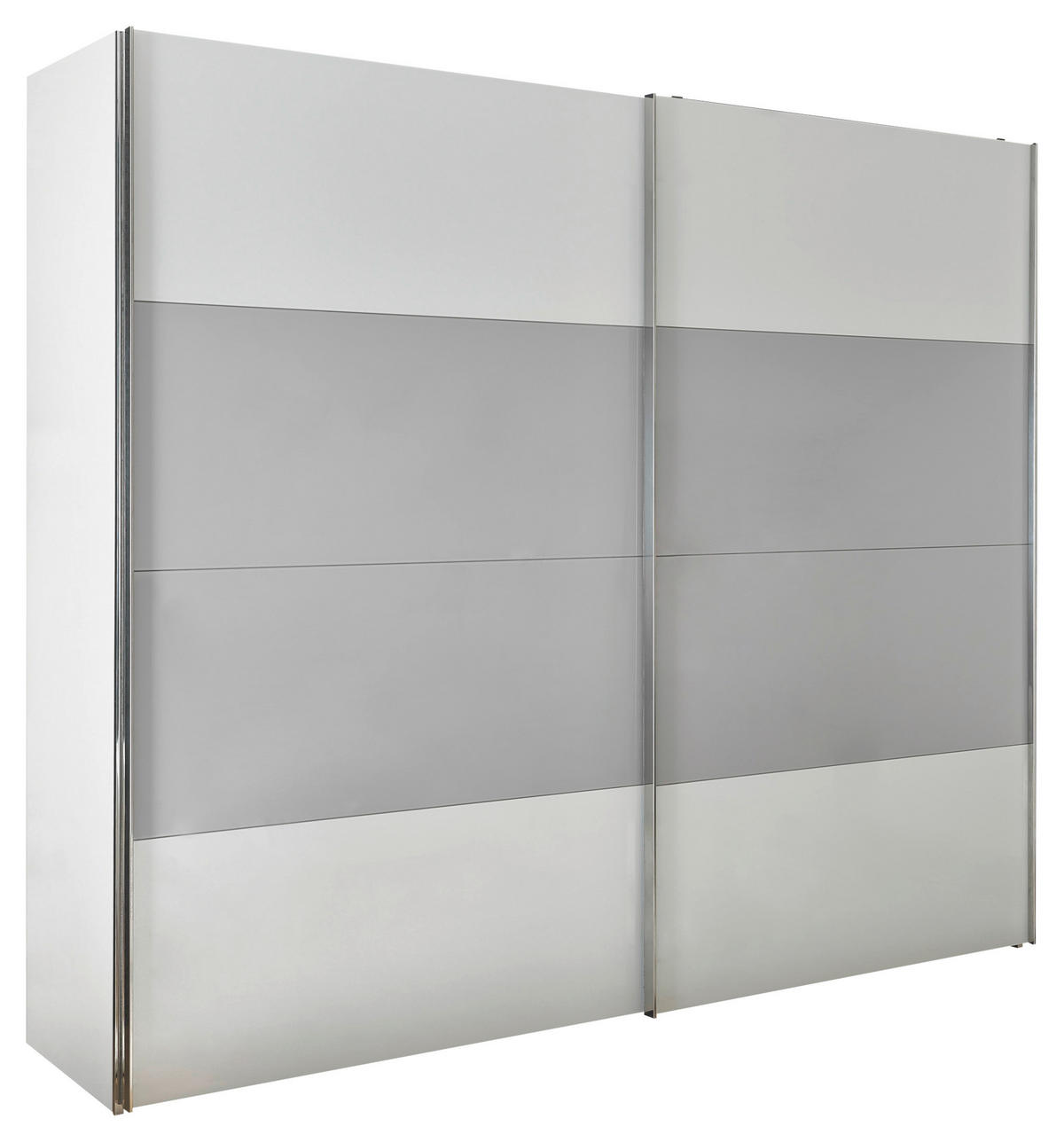 OMARA Z DRSNIMI VRATI, siva, bela  - barve kroma/siva, Moderno, kovina/leseni material (250/216/68cm) - MID.YOU