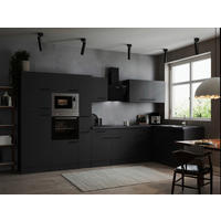 ECKKÜCHE 370/172 cm  in Dunkelgrau  - Dunkelgrau/Schwarz, Design, Holzwerkstoff/Metall (370/172cm) - Respekta