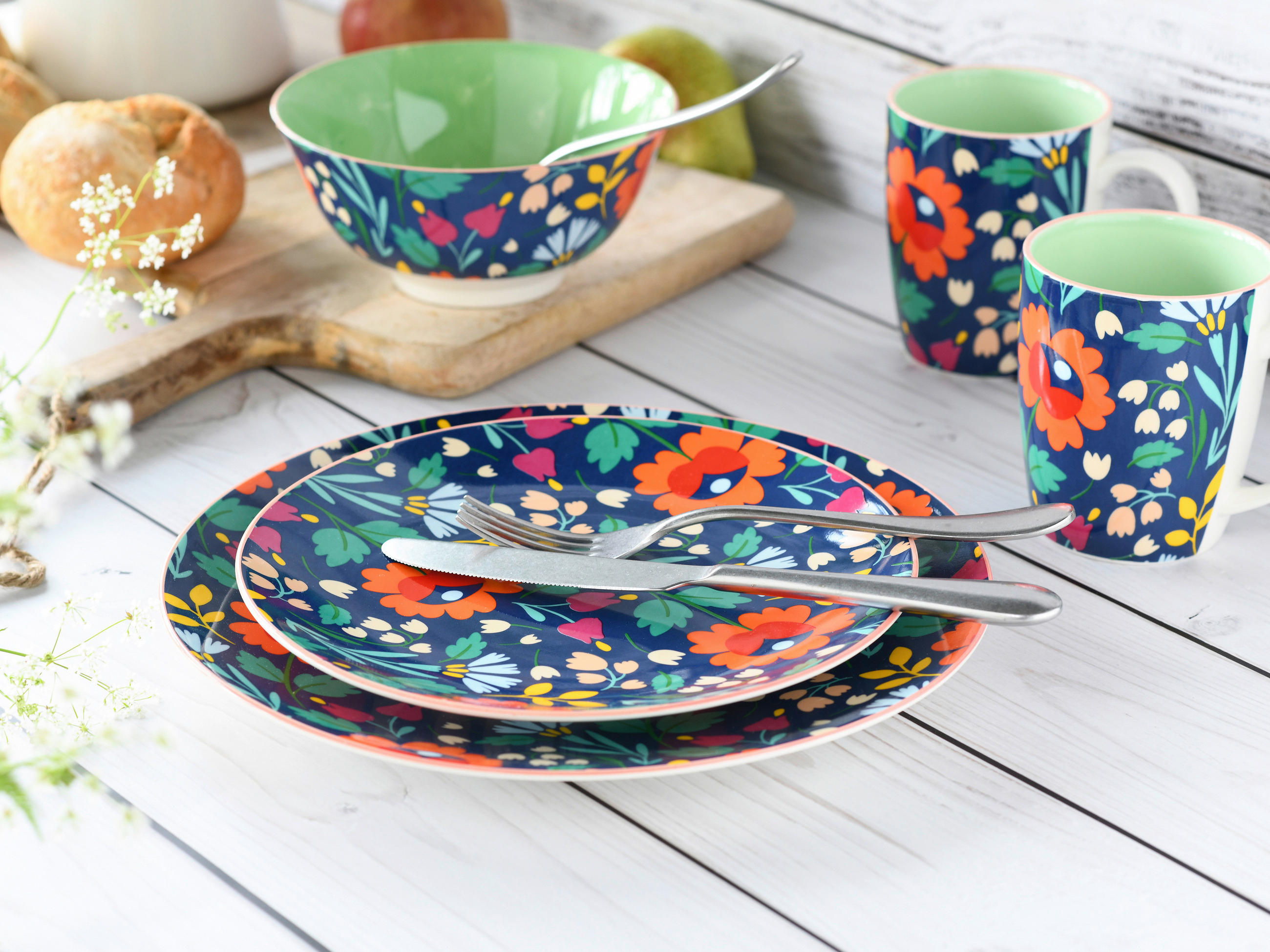 TAFELSERVICE Multicolor Folklore 12-teilig  - Multicolor, Design, Keramik - Creatable