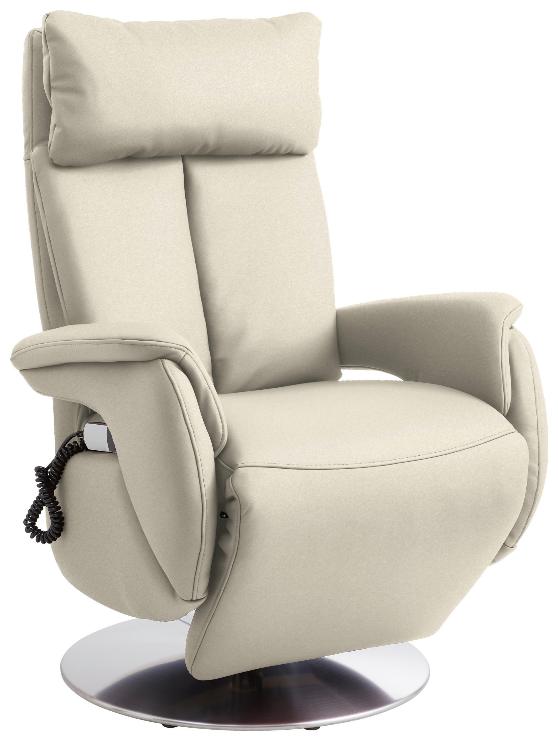 RELAXSESSEL in Leder Weiss  - Weiss/Edelstahlfarben, Konventionell, Leder/Metall (78/110/81cm) - Cantus