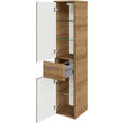 MIDISCHRANK 30/142/33 cm  - Chromfarben/Eichefarben, KONVENTIONELL, Glas/Holzwerkstoff (30/142/33cm) - Xora