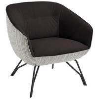 COCKTAILSESSEL - Anthrazit/Dunkelbraun, Design, Leder/Textil (76/80/73cm) - Joop!