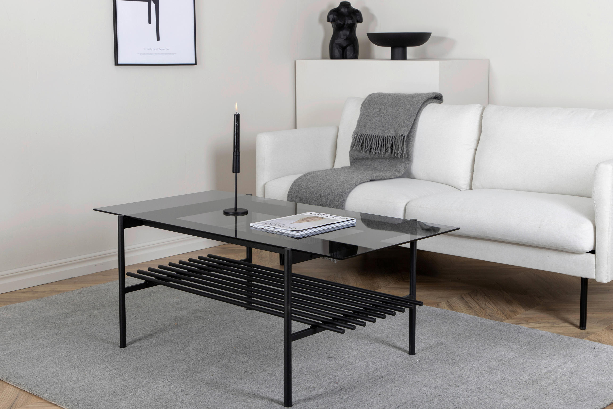 COUCHTISCH 120/60/48 cm rechteckig  - Schwarz, Design, Glas/Metall (120/60/48cm) - Livetastic