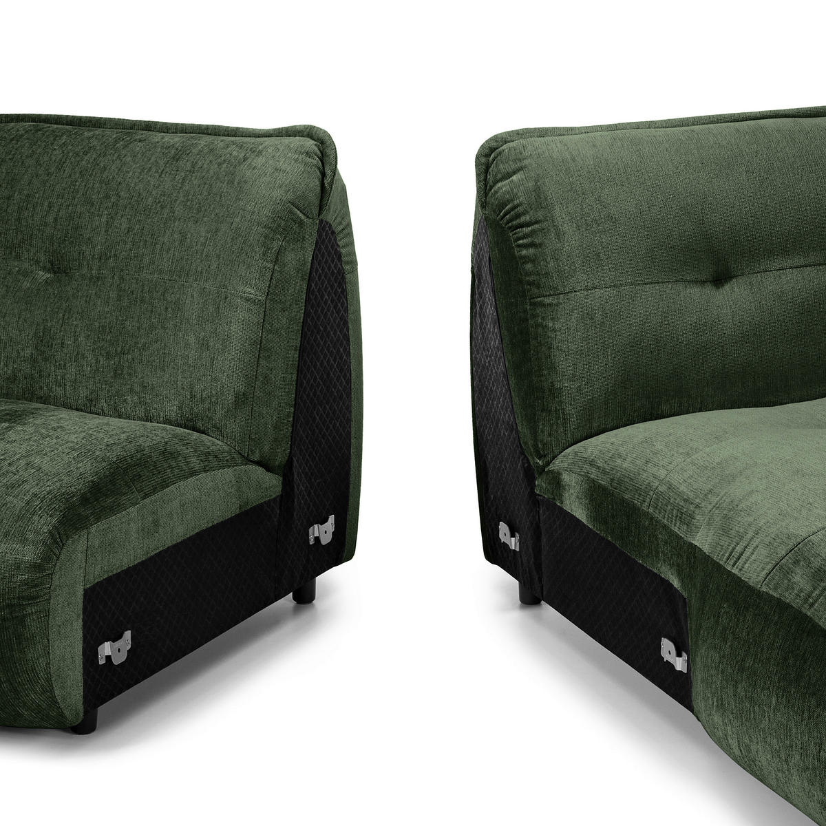 ECKSOFA in Chenille Dunkelgrün  - Dunkelgrün/Schwarz, Modern, Kunststoff/Textil (269/184cm) - Trendmanufaktur