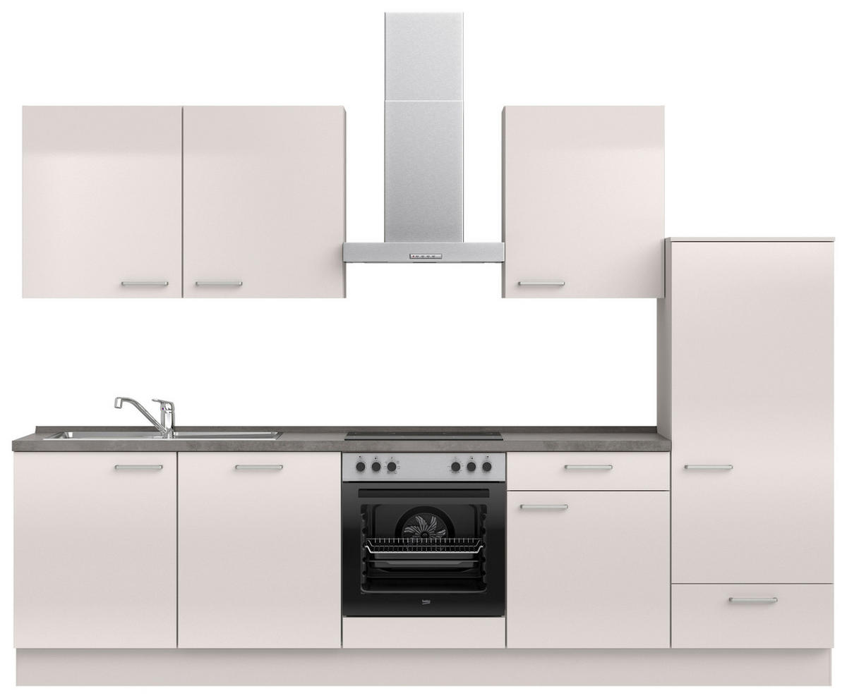 KÜCHENBLOCK Flash 300 cm  in Schieferfarben, Seidengrau  - Schieferfarben/Edelstahlfarben, MODERN, Holzwerkstoff/Metall (300cm) - Nobilia