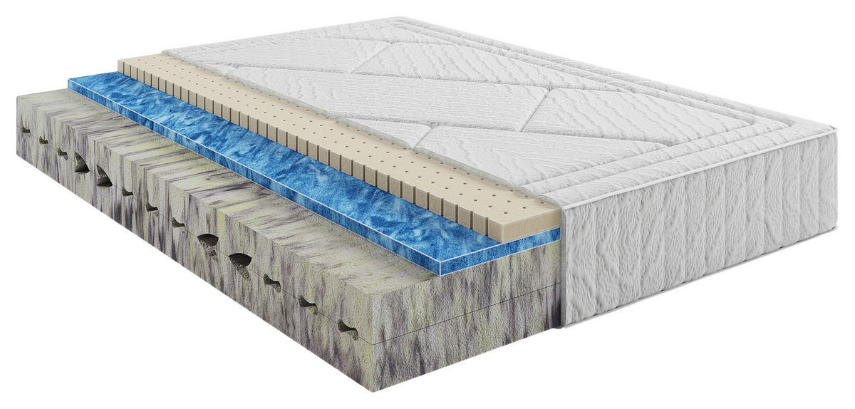 KALTSCHAUMMATRATZE Majestic H3, 200/200 cm, Höhe ca.: 28 cm, H3 = fest, 7-Zonen - Grauweiß, Basics, Textil (200/200cm) - Livetastic