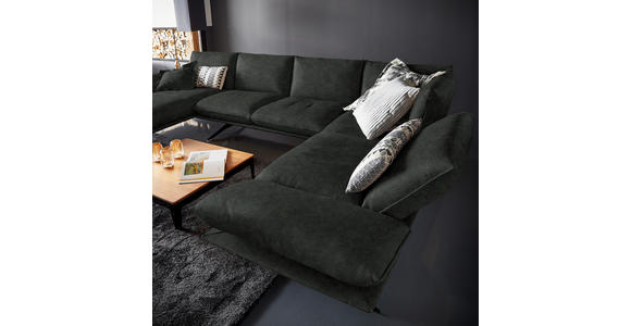 WOHNLANDSCHAFT in Echtleder Dunkelgrün - Dunkelgrün/Schwarz, Natur, Leder/Metall (155/359/217cm) - Dieter Knoll