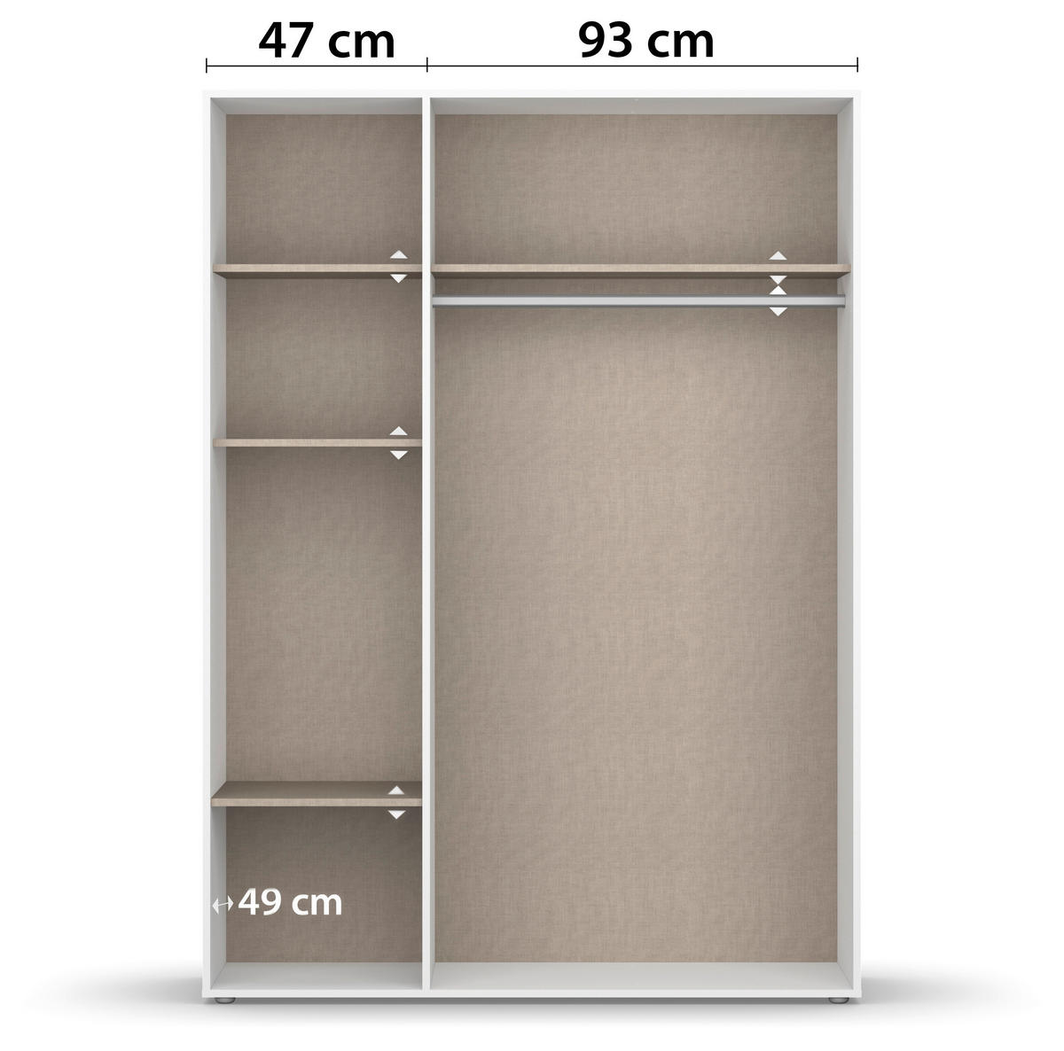DREHTÜRENSCHRANK in Grau, Weiss  - Weiss/Grau, Modern, Holzwerkstoff (140/194/53cm) - Rauch Möbel
