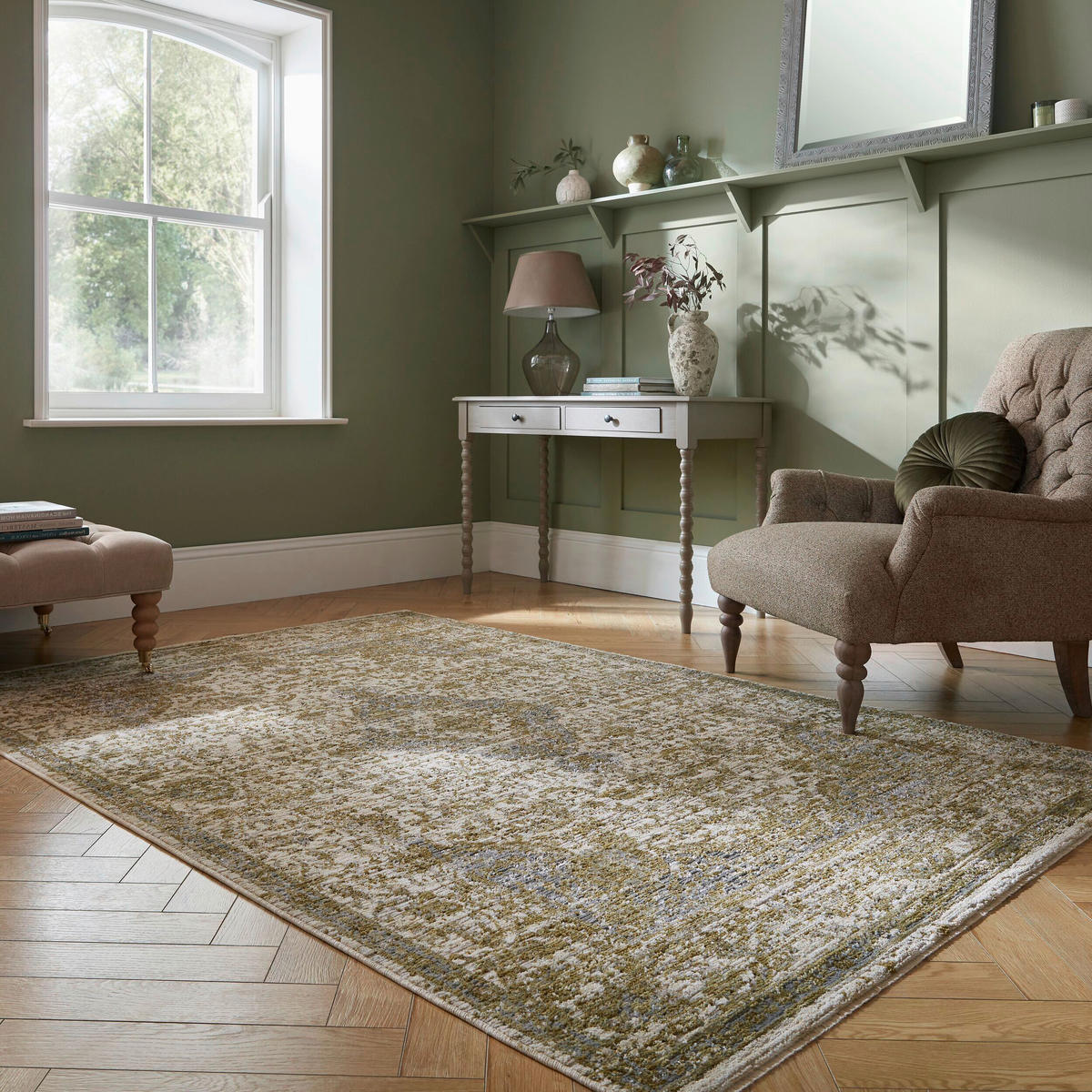 VINTAGE-TEPPICH 160/230 cm Cordelia Grün rechteckig  - Grün, Basics, Kunststoff/Textil (160/230cm) - Flair Rugs