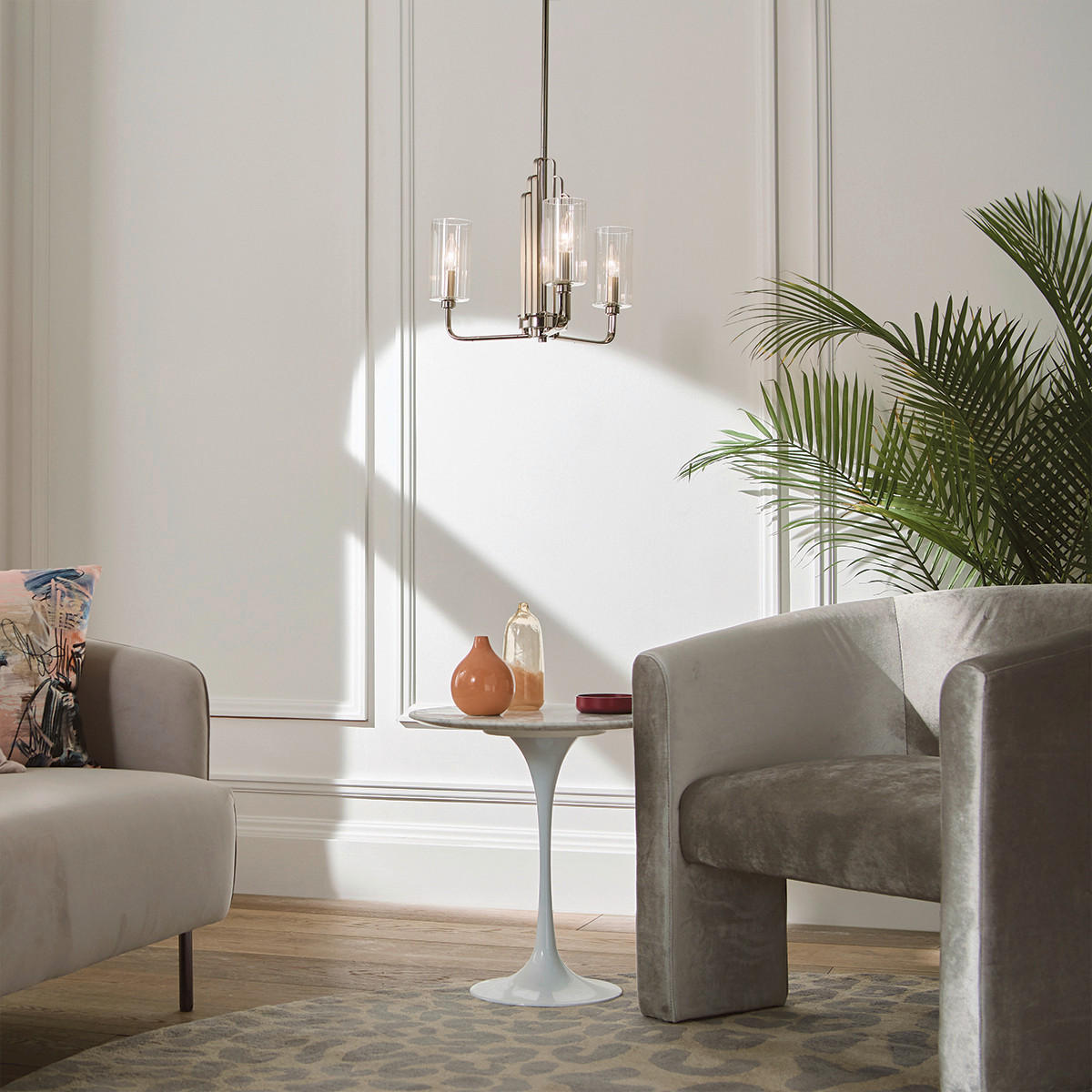 KRONLEUCHTER 45,9/45,9/47,9 cm    - Nickelfarben, Konventionell, Glas/Metall (45,9/45,9/47,9cm) - Elstead Lighting