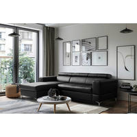 HÖRNSOFFA i läderimitation äkta läder svart  - svart, Design, metall/läder (173/247cm) - Livetastic