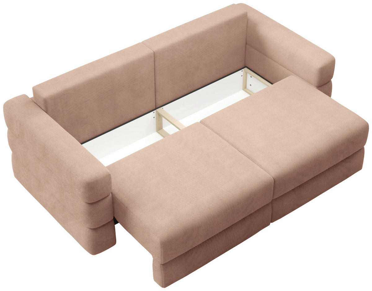 SCHLAFSOFA TERAZZO in Webstoff Rosa  - Schwarz/Rosa, Design, Kunststoff/Textil (254/93/167cm) - Livetastic