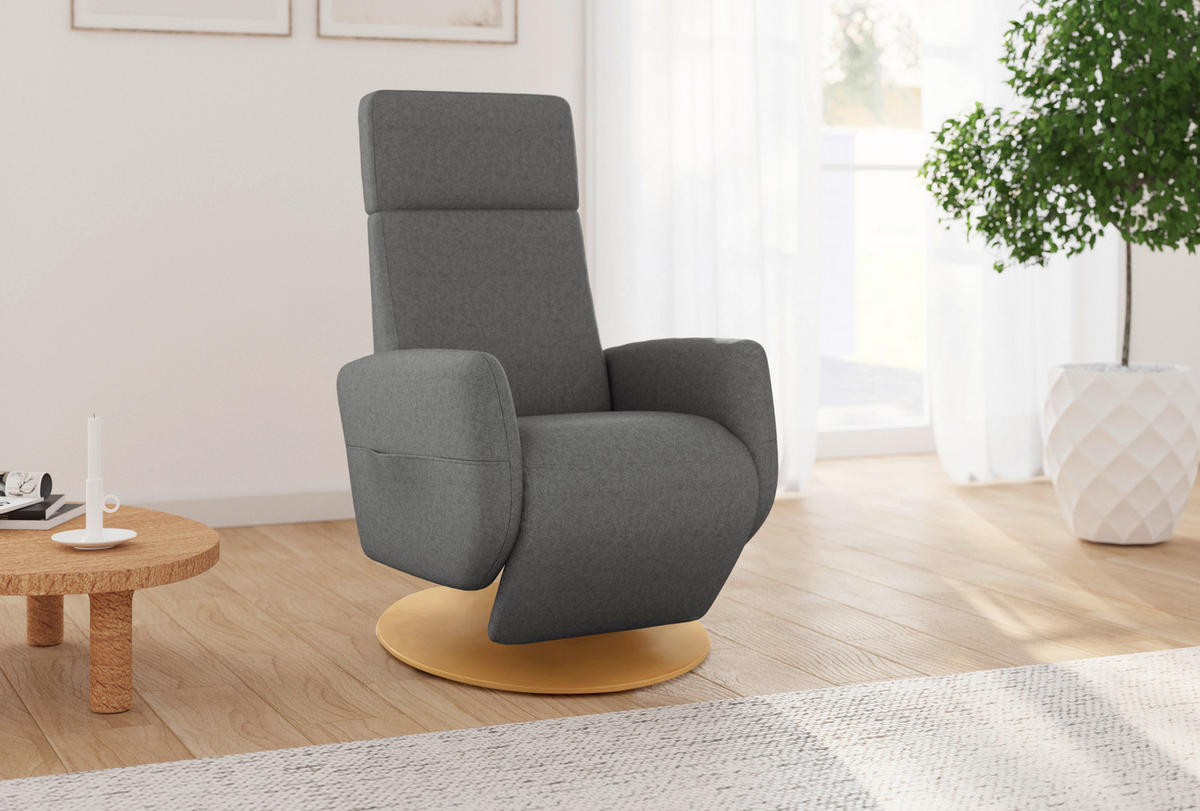 RELAXSESSEL in Textil Dunkelgrau  - Eichefarben/Dunkelgrau, KONVENTIONELL, Holz/Textil (71/110/82cm) - Sit & More