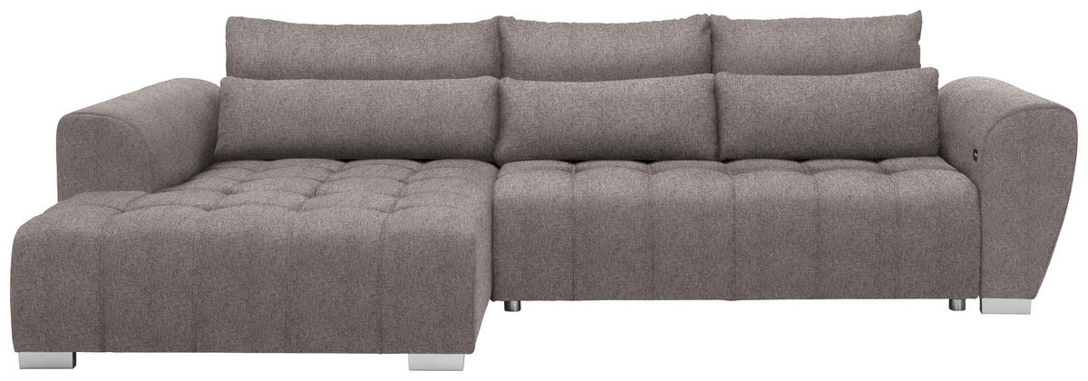 HÖRNSOFFA i vävt tyg ljusbrun  - ljusbrun/silver, Modern, textil/plast (218/304cm) - Livetastic