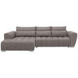 ECKSOFA in Webstoff Hellbraun  - Hellbraun/Silberfarben, MODERN, Kunststoff/Textil (218/304cm) - Carryhome