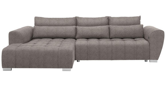 ECKSOFA in Webstoff Hellbraun  - Hellbraun/Silberfarben, MODERN, Kunststoff/Textil (218/304cm) - Carryhome