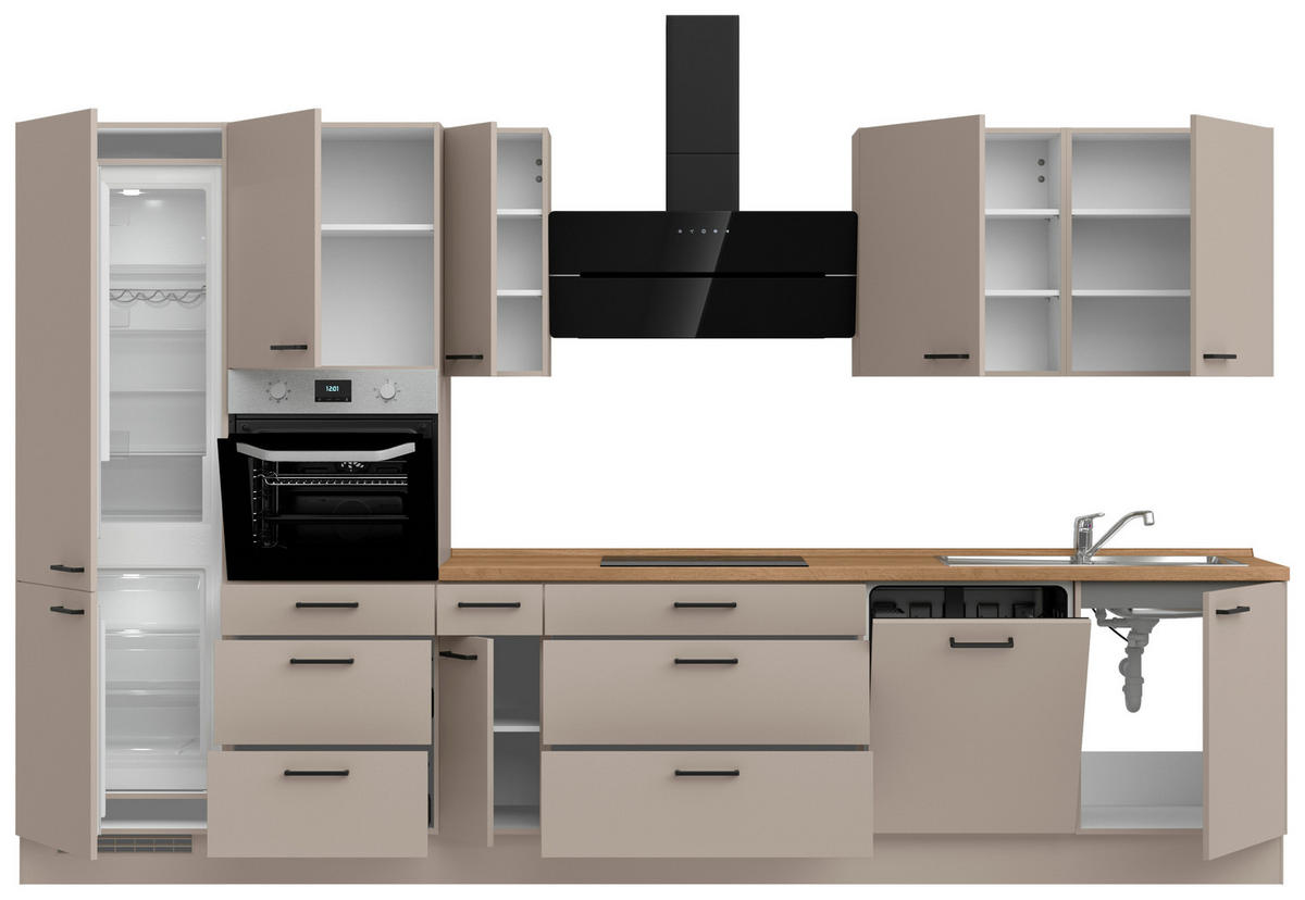 KÜCHENLEERBLOCK 360 cm   in Eichefarben, Sandfarben  - Sandfarben/Eichefarben, MODERN, Holzwerkstoff/Metall (360cm) - Nobilia