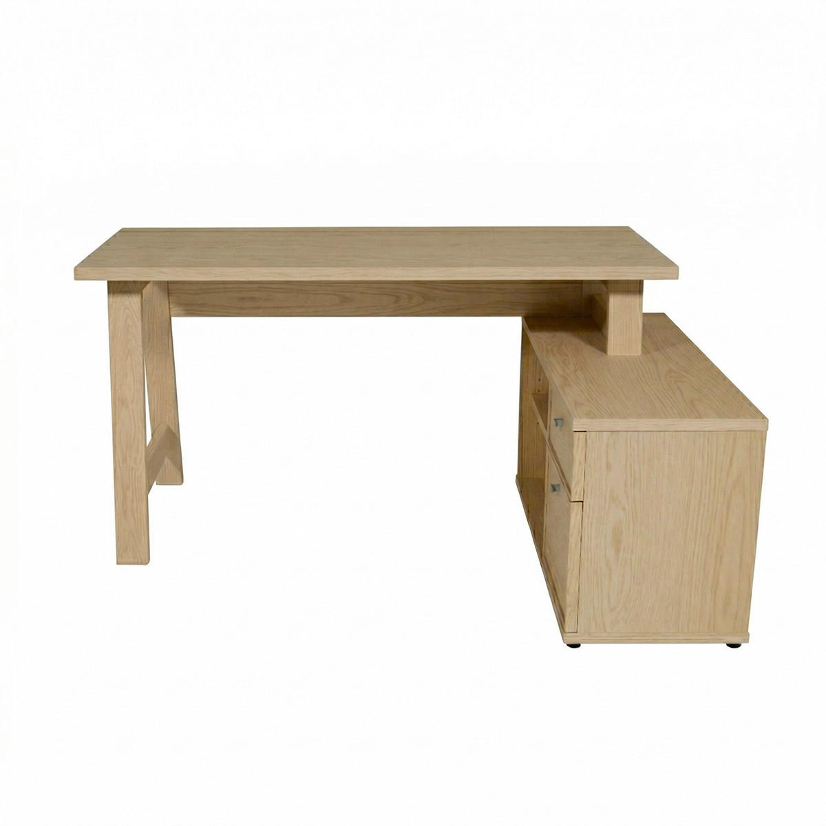 ECKSCHREIBTISCH  Eichefarben Kabeldurchlass, Stauraum, seitenverkehrt montierbar  - Eichefarben/Silberfarben, KONVENTIONELL, Holzwerkstoff/Metall (150/75/105cm) - MID.YOU