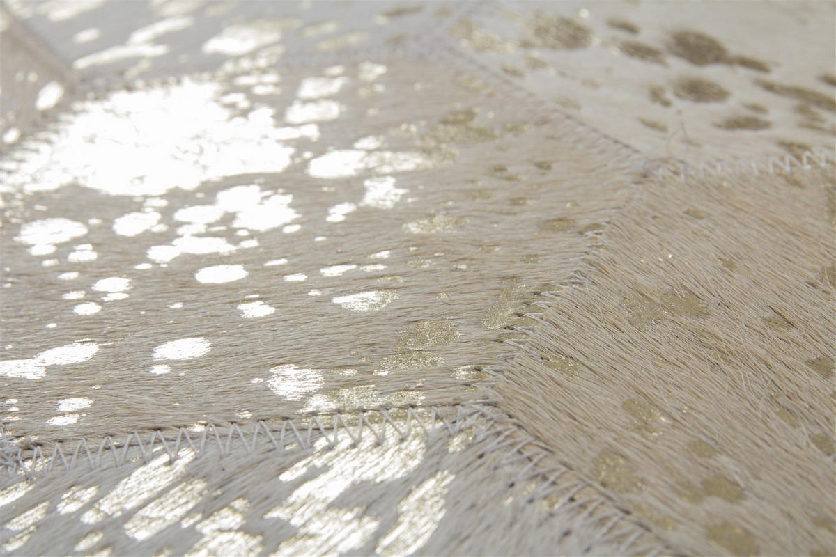 POUF in Creme, Goldfarben Leder  - Goldfarben/Creme, Design, Leder (45/45/45cm) - Kayoom