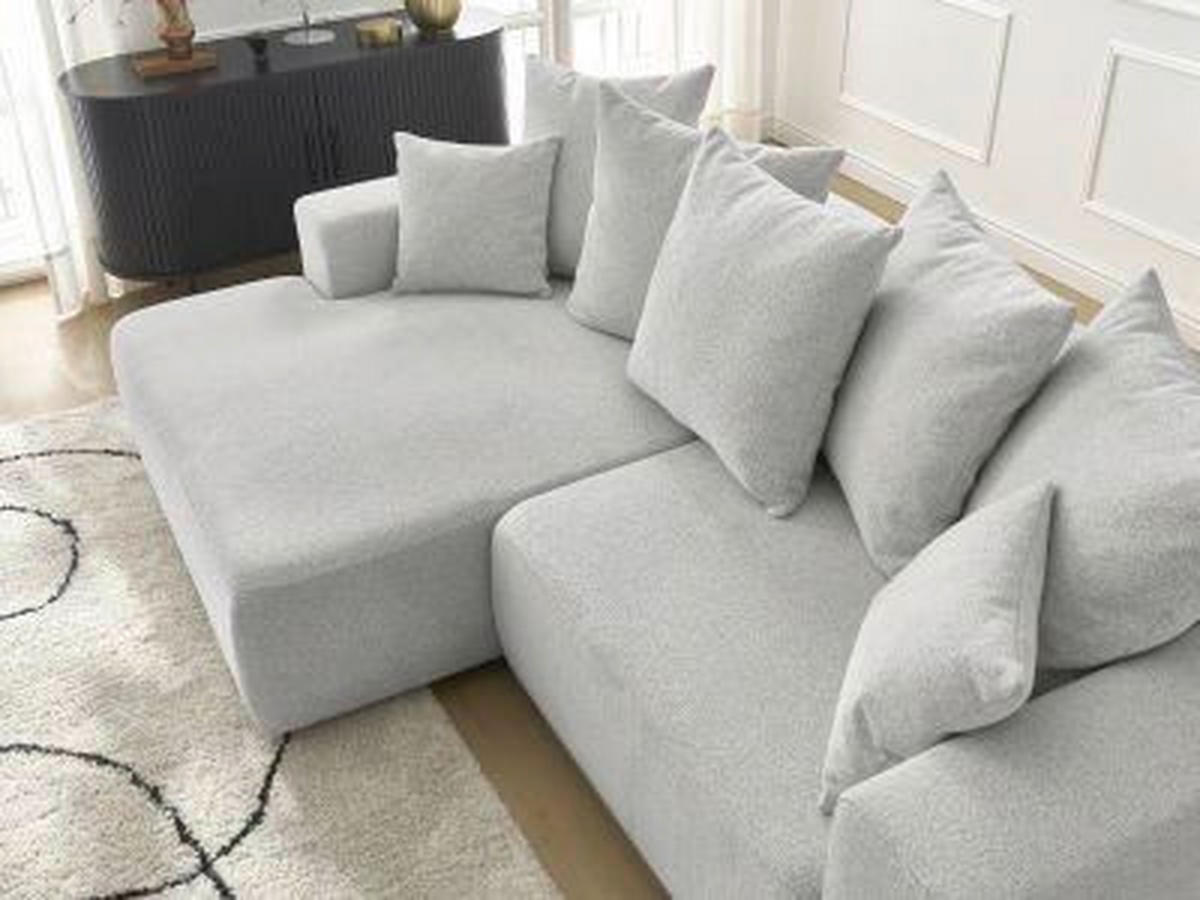ECKSOFA Ottomane links  ATILLA Hellgrau Flachgewebe  - Hellgrau/Schwarz, MODERN, Kunststoff/Textil (149/244cm)