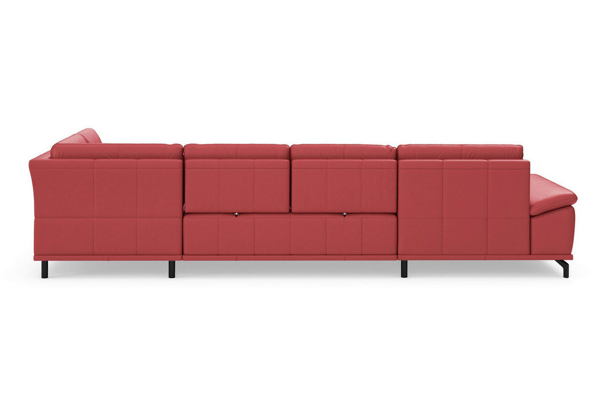 SEDACÍ SOUPRAVA, kůže, červená - černá/červená, Basics, kov/kůže (176/363/223cm) - Sit & More