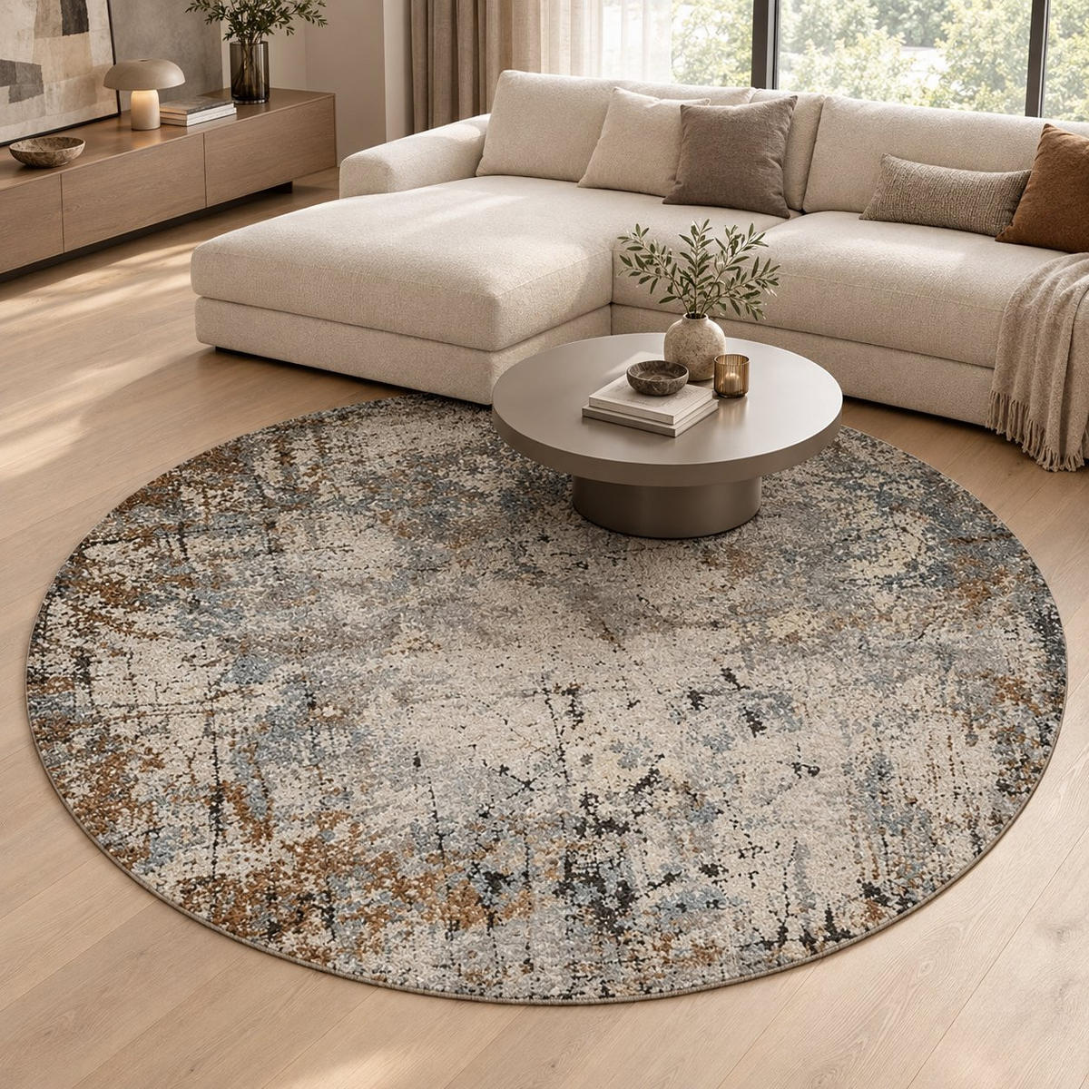 TKANI TEPIH POSEIDON 200 CM  siva, višebojna     - siva/višebojna, Dizajnerski, tekstil/prirodni materijali (200cm) - Dieter Knoll