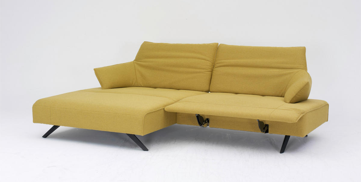 ECKSOFA in Struktur Currygelb  - Currygelb/Anthrazit, Design, Textil/Metall (165/276cm) - Himolla