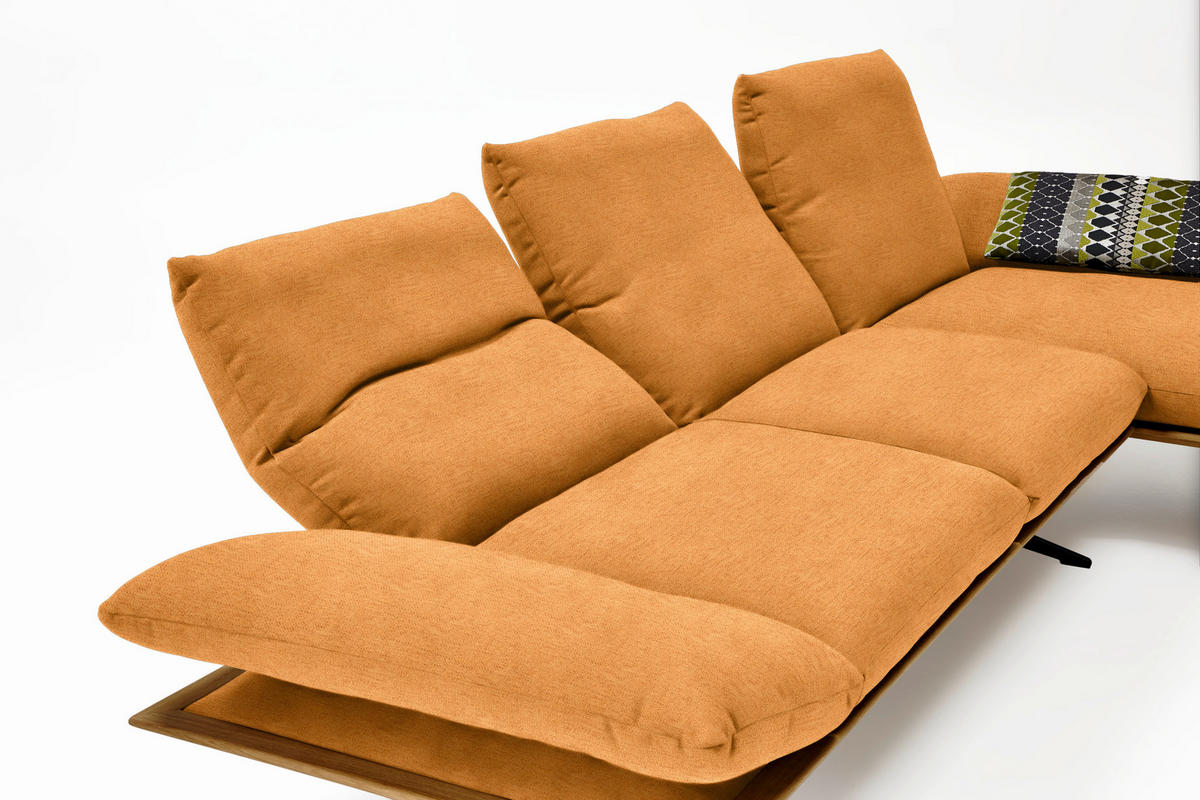 ECKSOFA in Flachgewebe Currygelb  314/159 cm  - Currygelb/Schwarz, Design, Holz/Textil (314/159cm) - Dieter Knoll