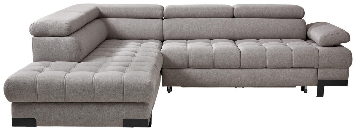 ECKSOFA Hellgrau Webstoff  - Hellgrau/Schwarz, Design, Textil/Metall (263/223cm) - Welnova