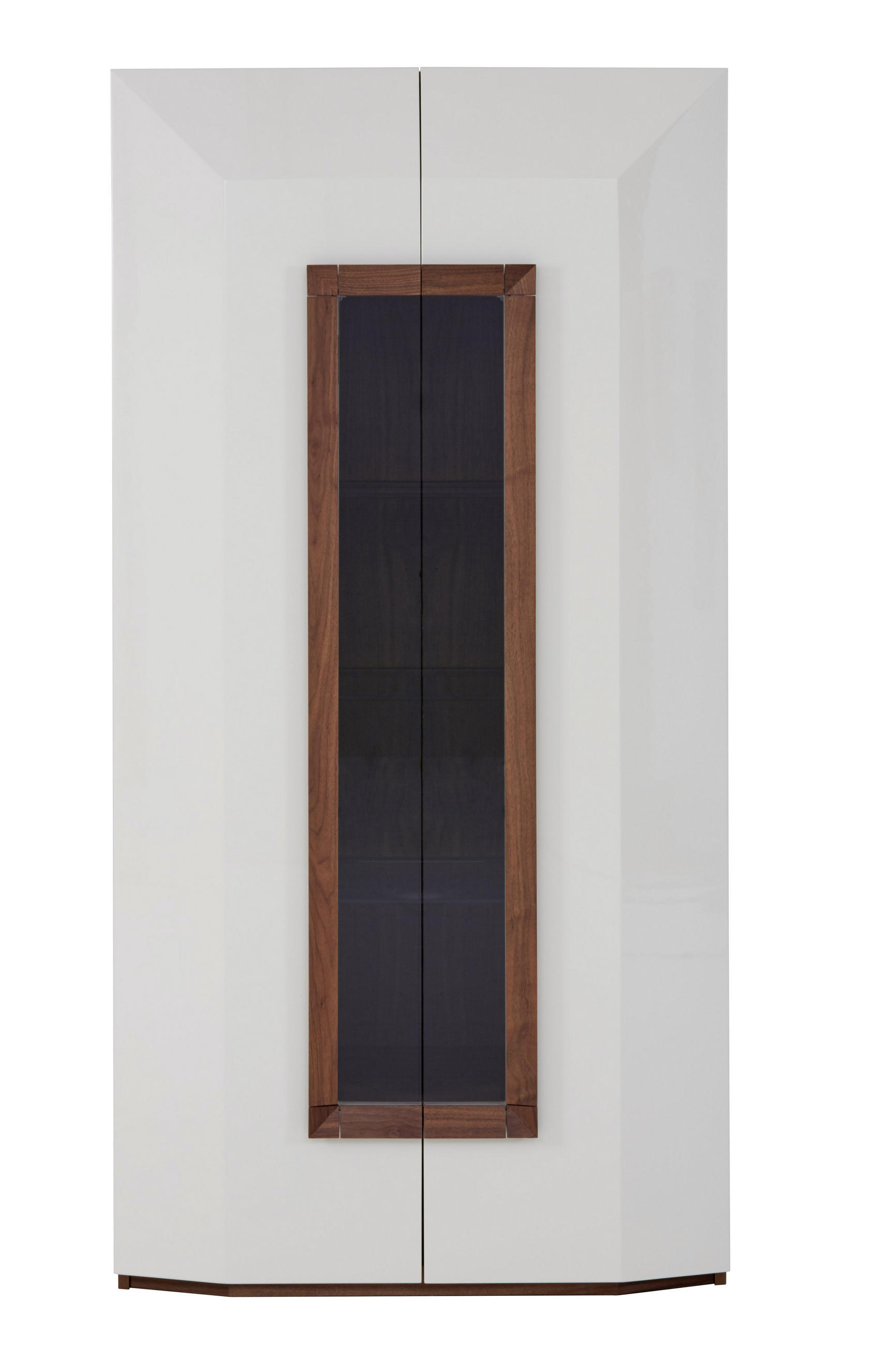 VITRINE  in furniert Nussbaum Weiß, Nussbaumfarben - Nussbaumfarben/Weiß, Design, Holz/Holzwerkstoff (100/200/46cm) - Ambiente