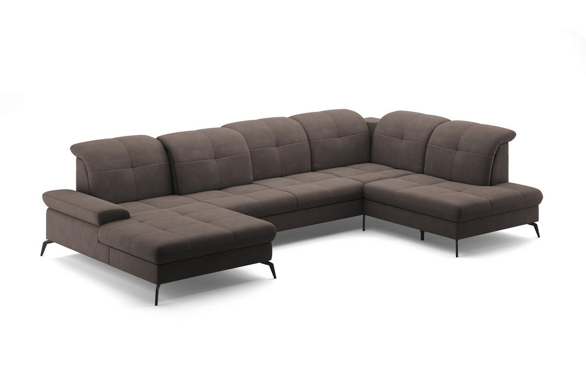 WOHNLANDSCHAFT in Flachgewebe Graphitfarben  - Schwarz/Graphitfarben, Konventionell, Textil/Metall (185/357/231cm) - Sit & More