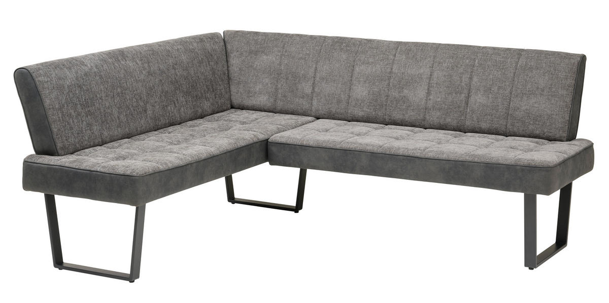 ECKBANK 200/160 cm  in Grau, Schwarz  - Schwarz/Grau, KONVENTIONELL, Textil/Metall (200/160cm) - MID.YOU